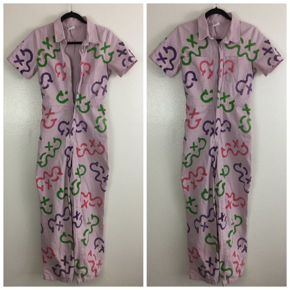 BDG Pants - BDG Urban Outfitters Lavender/Purple MultiColor Print Zip Front Jumpsuit